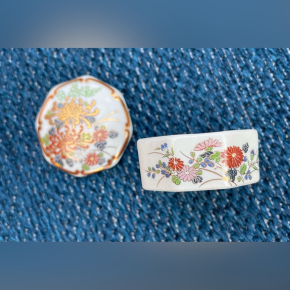 SHIBATA Japan Porcelain Miniature Octagon Trinket Box with Lid - Picture 4 of 6